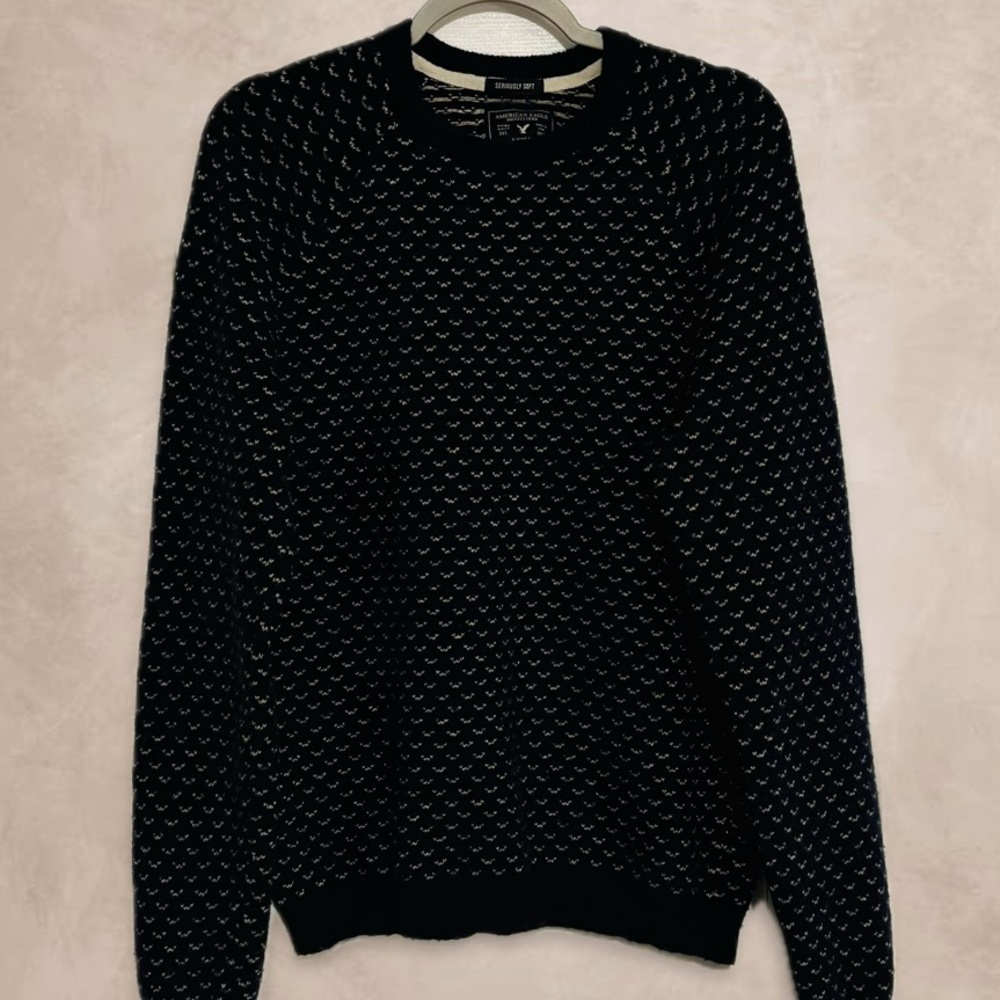 American Eagle Navy Patterned Sweater